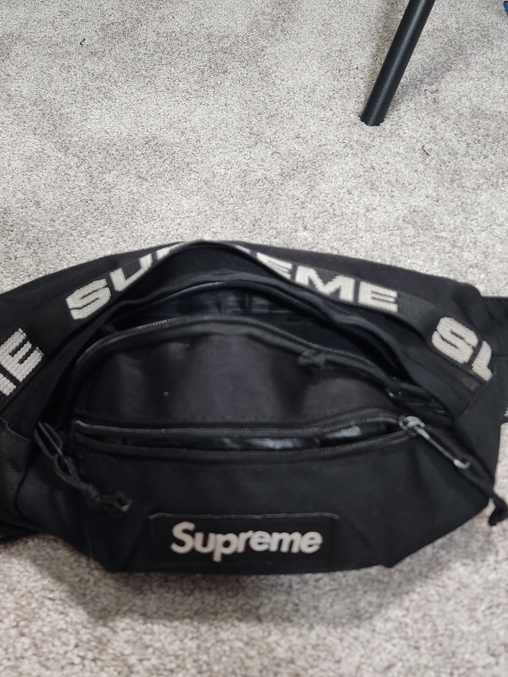 Supreme Black Waist Bag — Classic Logo Sling